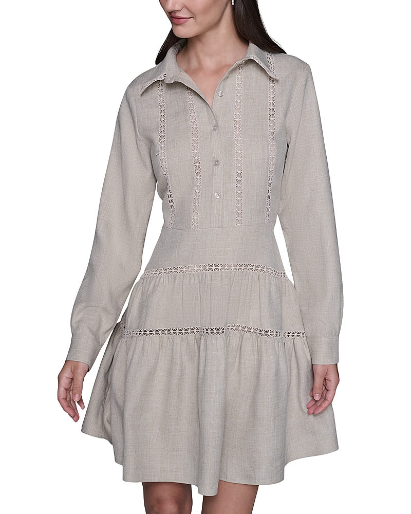 Karl Lagerfeld A Line Long Sleeve Dress In Gray