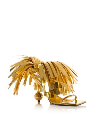 Women's Mirror Effect Fringe Sandals