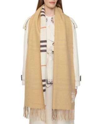 Wide Reversible Check Cashmere Scarf