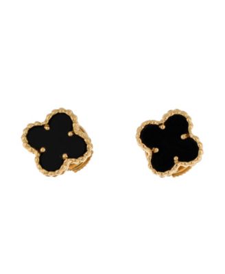  Sweet Alhambra Stud Earrings 18K Gold and Onyx