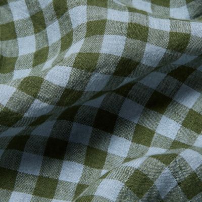 Colour Drenched Gingham Linen Flat Sheet, Full