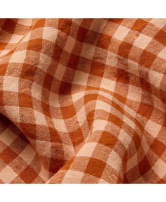  Gingham Linen Blend Flat Sheet, King