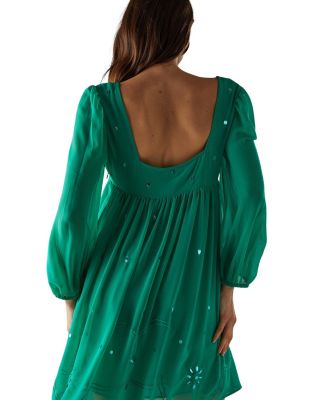 Hand Embellished Square Neck Mini Dress