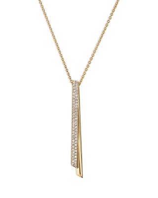 18K Yellow Gold Inside Out Diamond Flip Drop Pendant Necklace, 16-18"