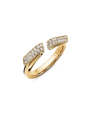 18K Yellow Gold Inside Out Diamond  Flip Cuff Ring