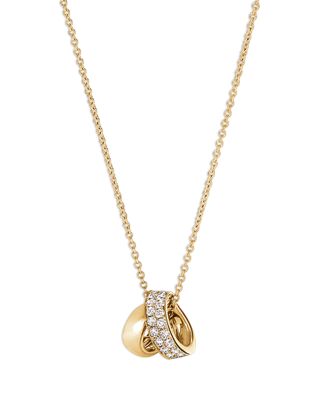 18K Yellow Gold Inside Out Diamond Rondelle Pendant Necklace, 16-18"