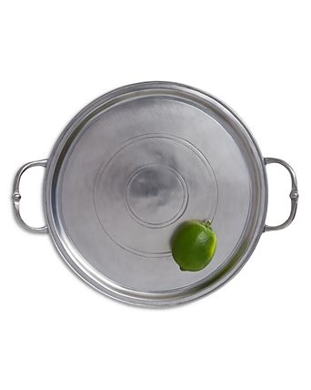 Small Round Handled Pewter Tray