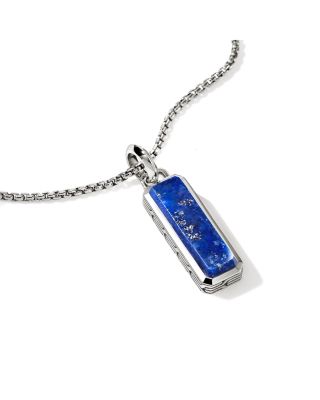 Men's Sterling Silver Modern Talisman Lapis Lazuli Pendant Necklace, 22"