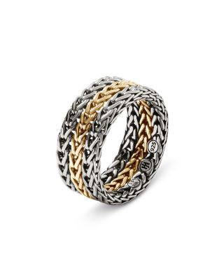 Men&#39;s Sterling Silver &amp; 18K Bonded Yellow Gold Icon Chain Link Band