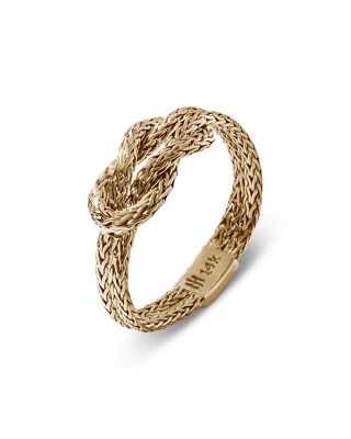 14K Yellow Gold Love Knot Chain Ring