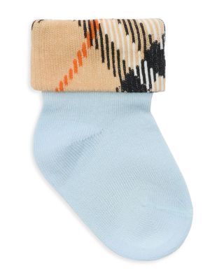 Unisex Check Turn Back Socks Set, Pack of 2 - Baby