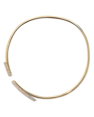 18K Yellow Gold Inside Out Diamond Flip Hinged Choker Necklace, 15.5"