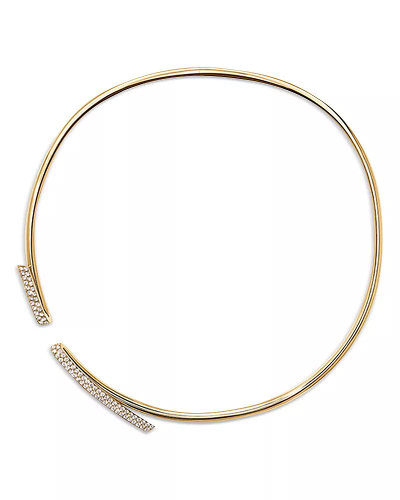 Hearts On Fire 18K Yellow Gold Inside Out Diamond Flip Hinged Choker Necklace, 15.5