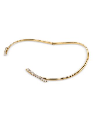 18K Yellow Gold Inside Out Diamond Flip Hinged Choker Necklace, 15.5"