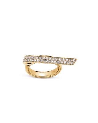 18K Yellow Gold Inside Out Diamond Elongated Flip Ring