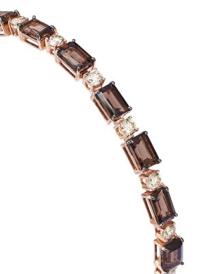 Smokey Quartz & Champagne Diamond Bracelet in 14K Rose Gold