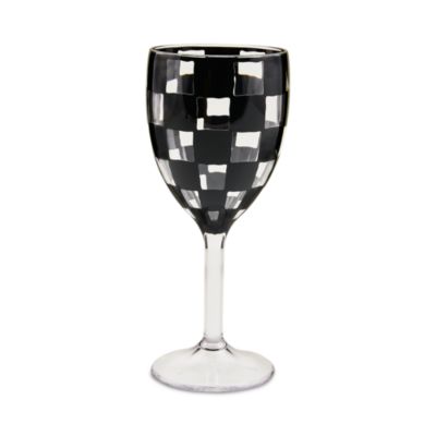 Black Check Acrylic Wine Goblets, Set of 4