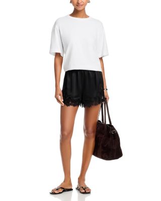 Lace Trim Satin Shorts - Exclusive