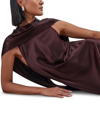 Petite Fae Satin Cape Maxi Dress