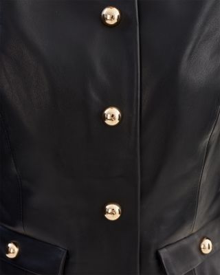 Leather Collarless Jacket