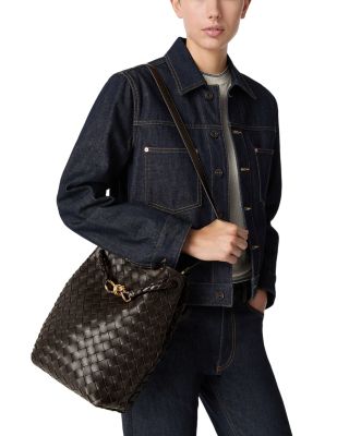 Andiamo Small Intrecciato Leather Bucket Bag