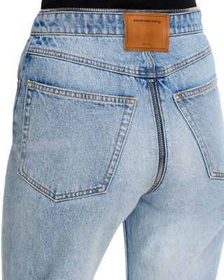 Dipped V Zip Mid Rise Jeans in Authentic Light Indigo
