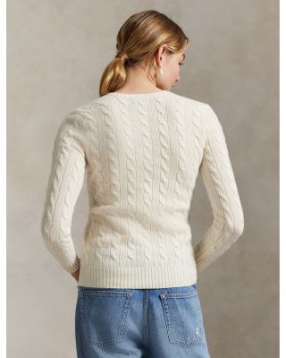 Cable Knit Wool & Cashmere V-Neck Sweater