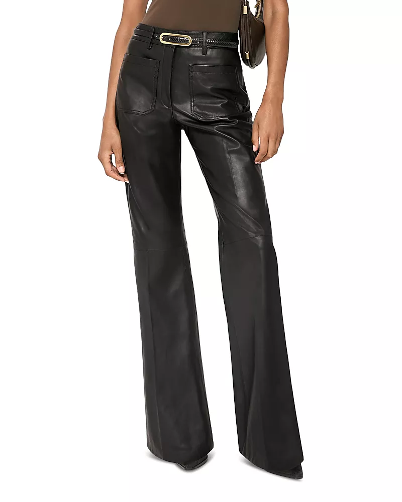 Reiss Petites Priya Leather Flare Pants
