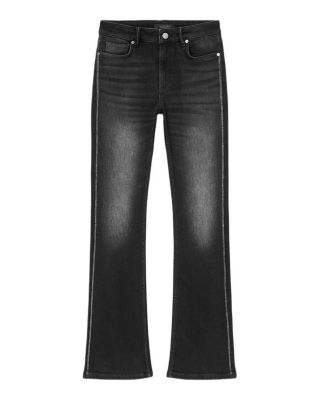 Haldan Crystal Mid Rise Bootcut Jeans in Washed Black