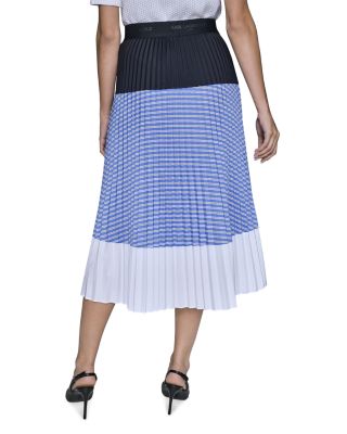 Colorblock Pleated Midi Skirt