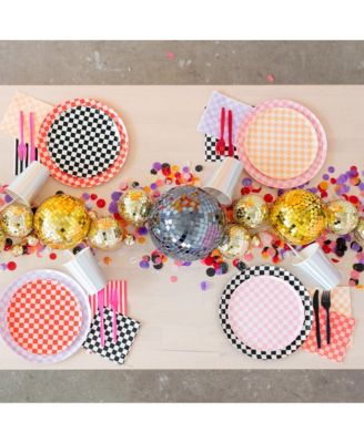  Checkered Paper Cocktail Napkins, Set of 20