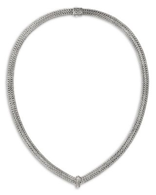 Sterling Silver Diamond Icon Link Necklace, 0.21 tcw