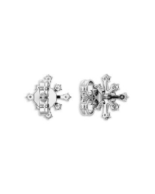 14K White Gold Galaxy Certified Lab Grown Diamond Starburst Cluster Stud Earrings