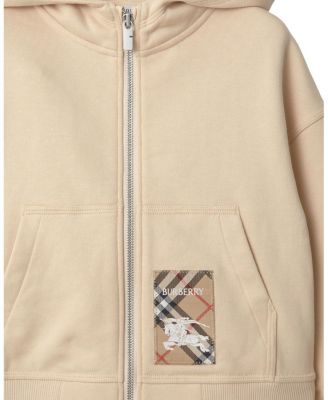 Unisex Check Label Cotton Zip Hoodie - Little Kid, Big Kid
