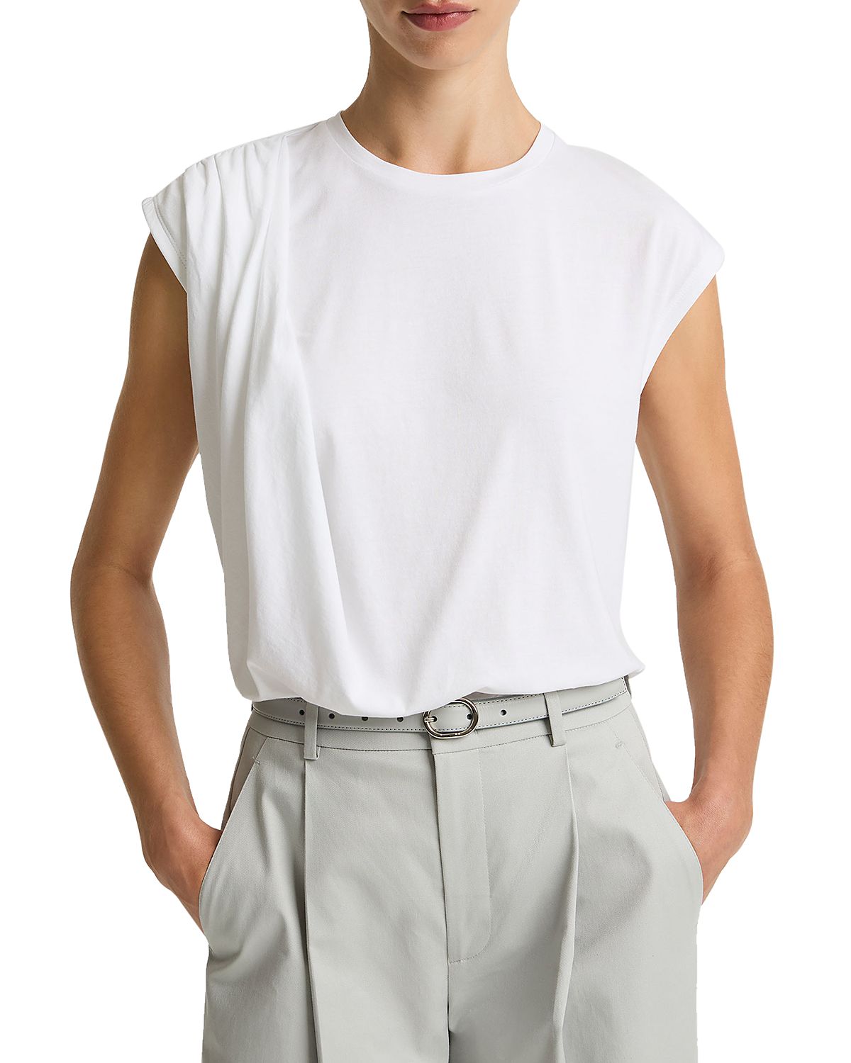 Vince Round Neck Drape Top