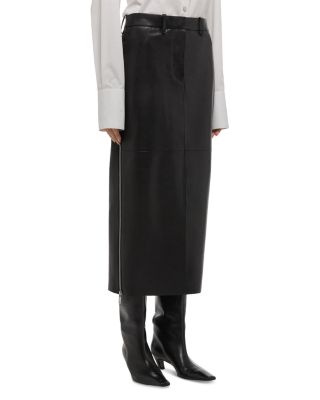 Leather Zip Midi Skirt
