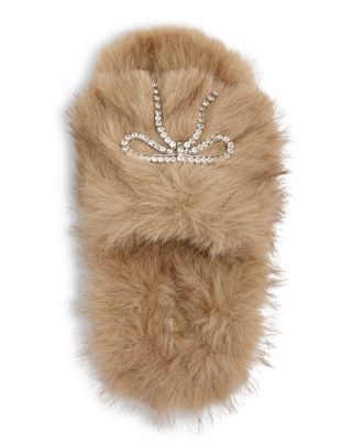 Women's Furry Bow Slide Sandals 