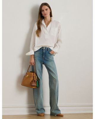 Cotton Broadcloth Cropped Shirt