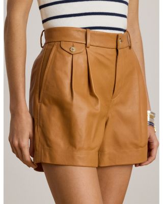 Pleated Leather Shorts