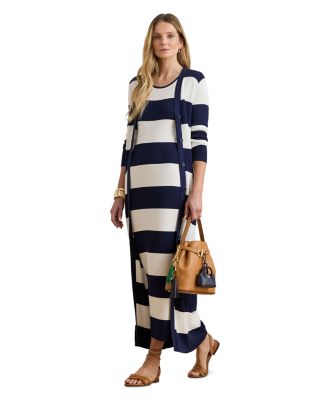 Striped Cotton Blend Midi Tank Dress