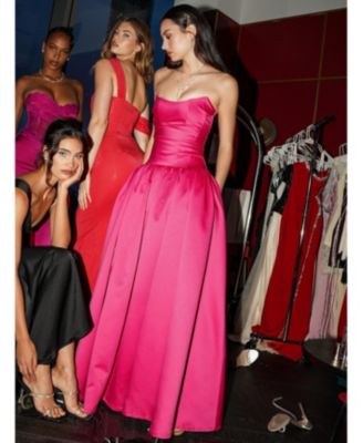  Walterina Satin Strapless Drop Waist Corset Gown