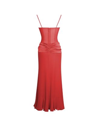  Dahlina Ruched Waist High Slit Maxi Dress