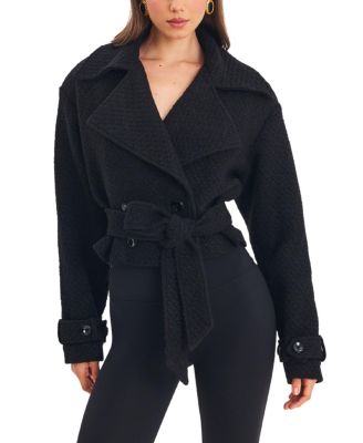  Dara Wool Blend Cropped Double-Breasted Belted Coat