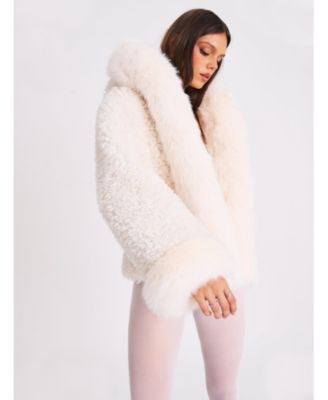 Jumbo Kali Faux Shearling Fur Trimmed Coat