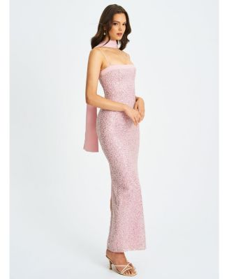  Raizel Beaded Sequin Bodycon Gown with Scarf