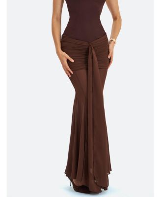 Giovana Sweetheart Draped Mesh Mermaid Maxi Dress