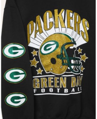  Unisex NFL Green Bay Packers Glitter Helmet Flea Market Crew Fleece