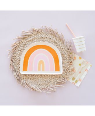  Boho Rainbow Large Paper Plates, Set of 8