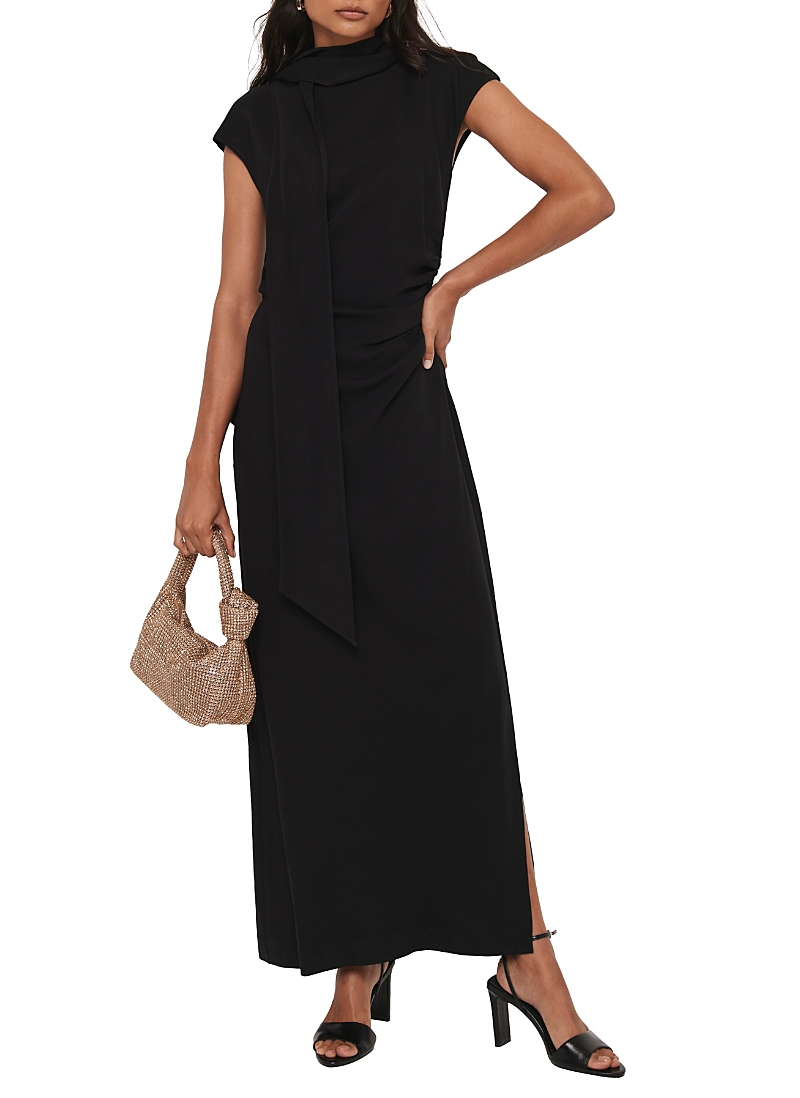 Mint Velvet Women's Bow Maxi Dress In Black