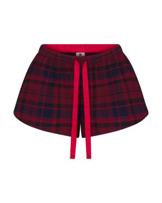 No Peeking Top & Plaid Shorts Pajama Set